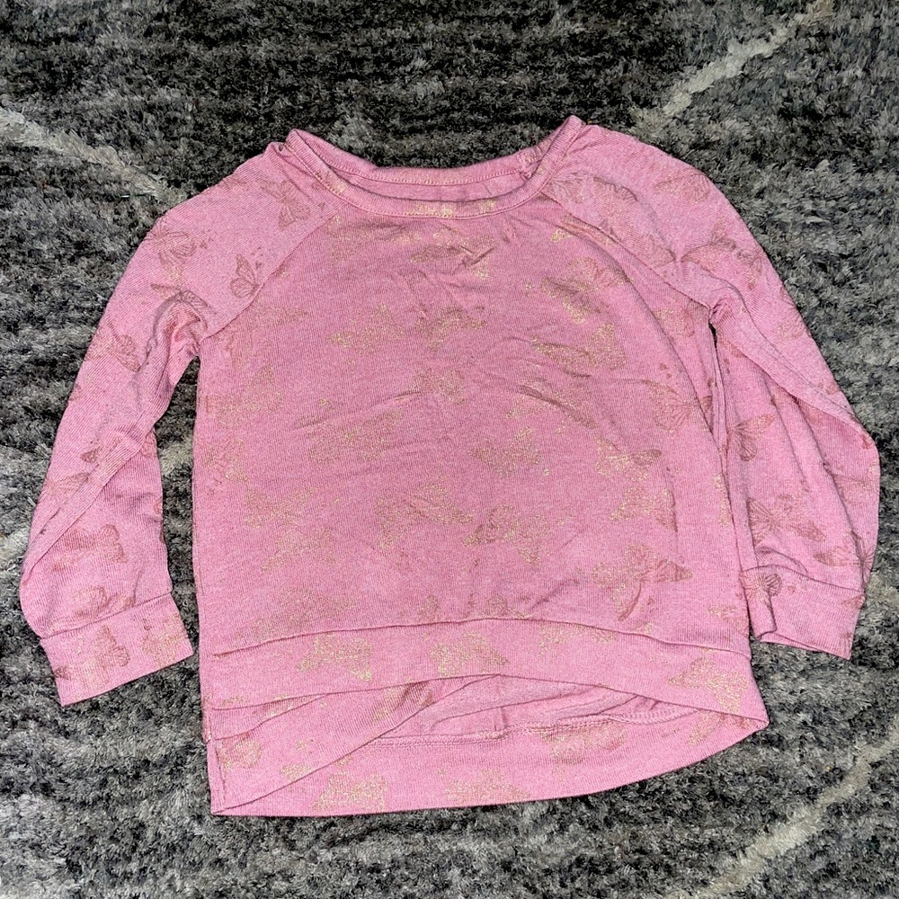 Pink Sweater with Gold Butterflies